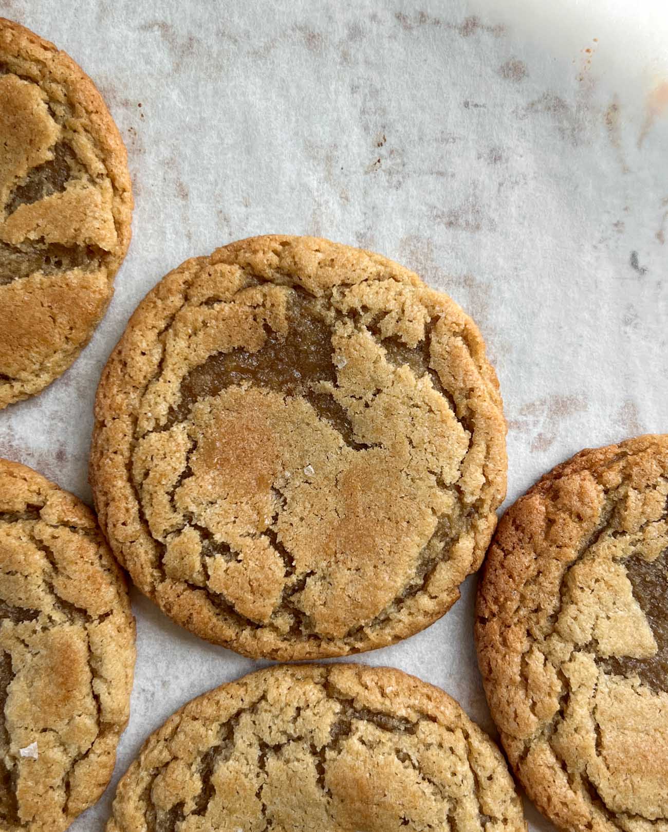 chocolate chipless cookies on baking sheet
