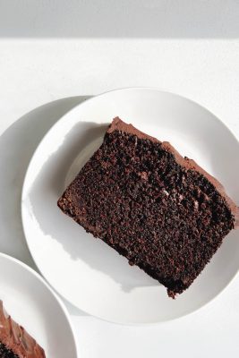 chocolate bread on white plate