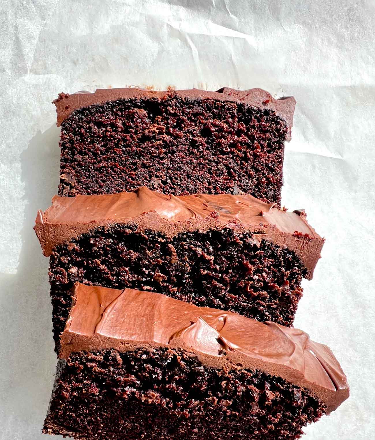 chocolate loaf cake slices