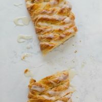danish bread cut in half