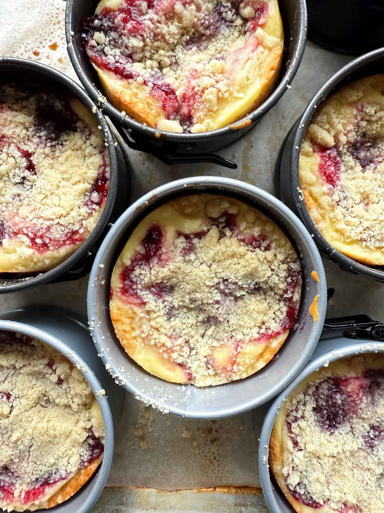 cherry mini cakes in pans