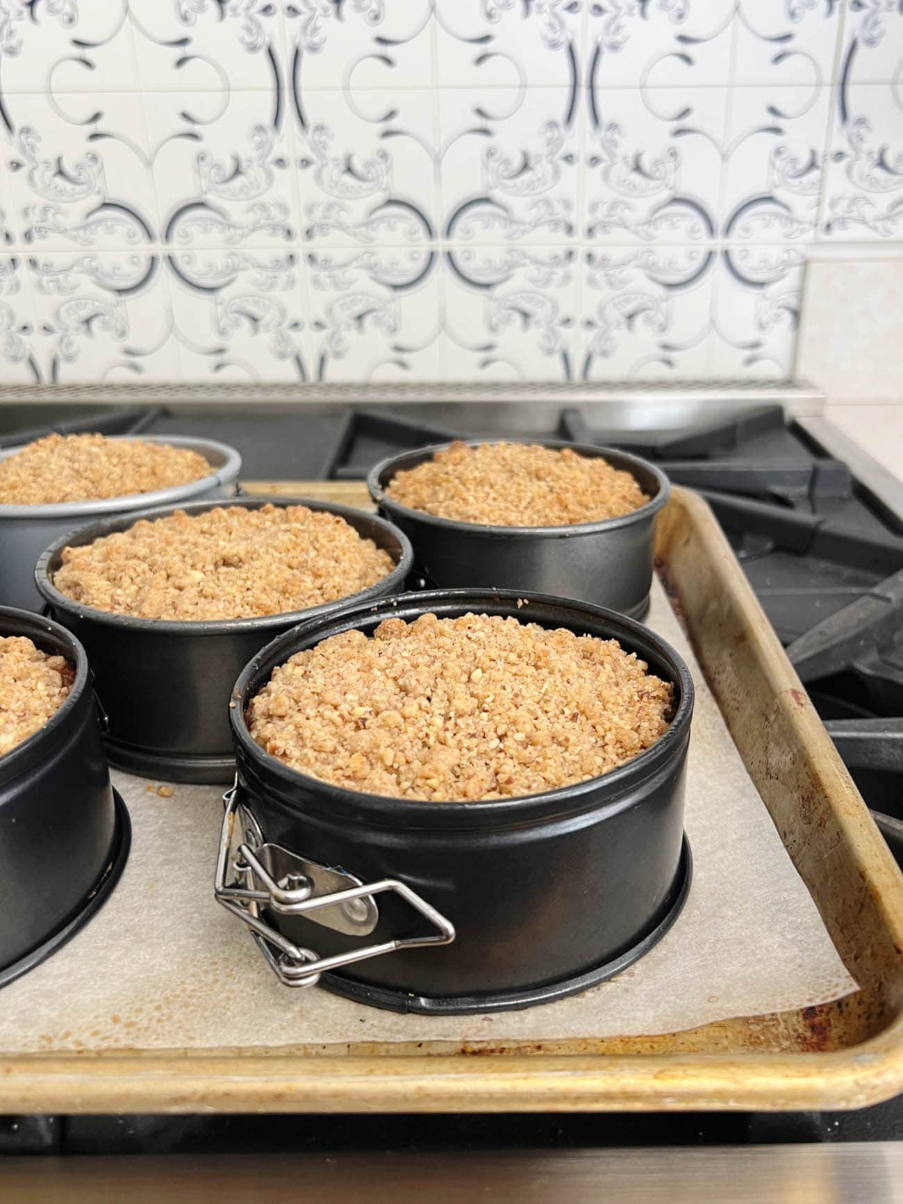 banana bread coffee cakes in springform pan