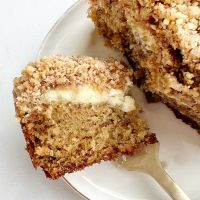 banana bread coffee cake with cream cheese filling