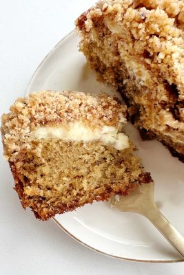 banana bread coffee cake with cream cheese filling