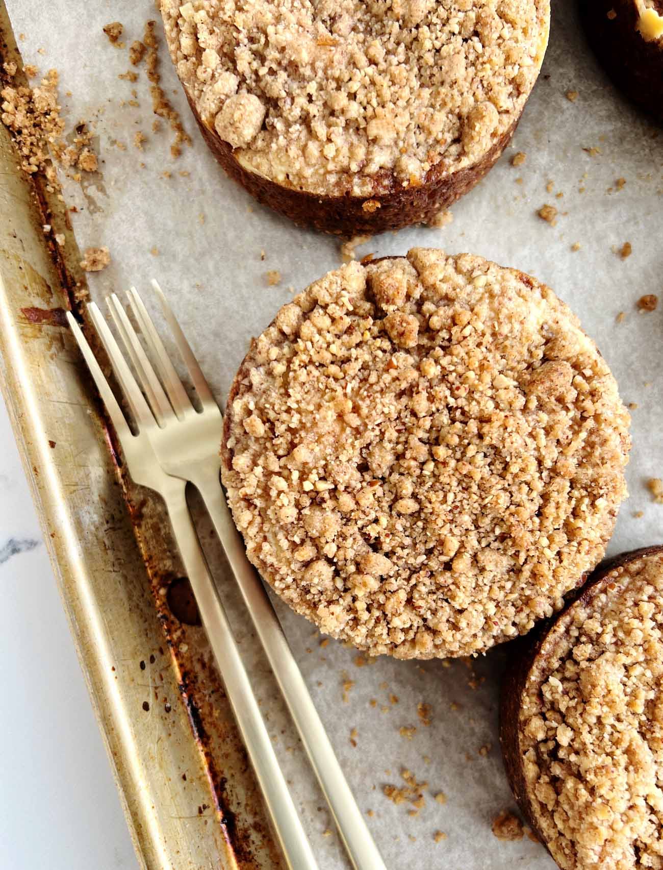 banana bread coffee cakes on sheet pan