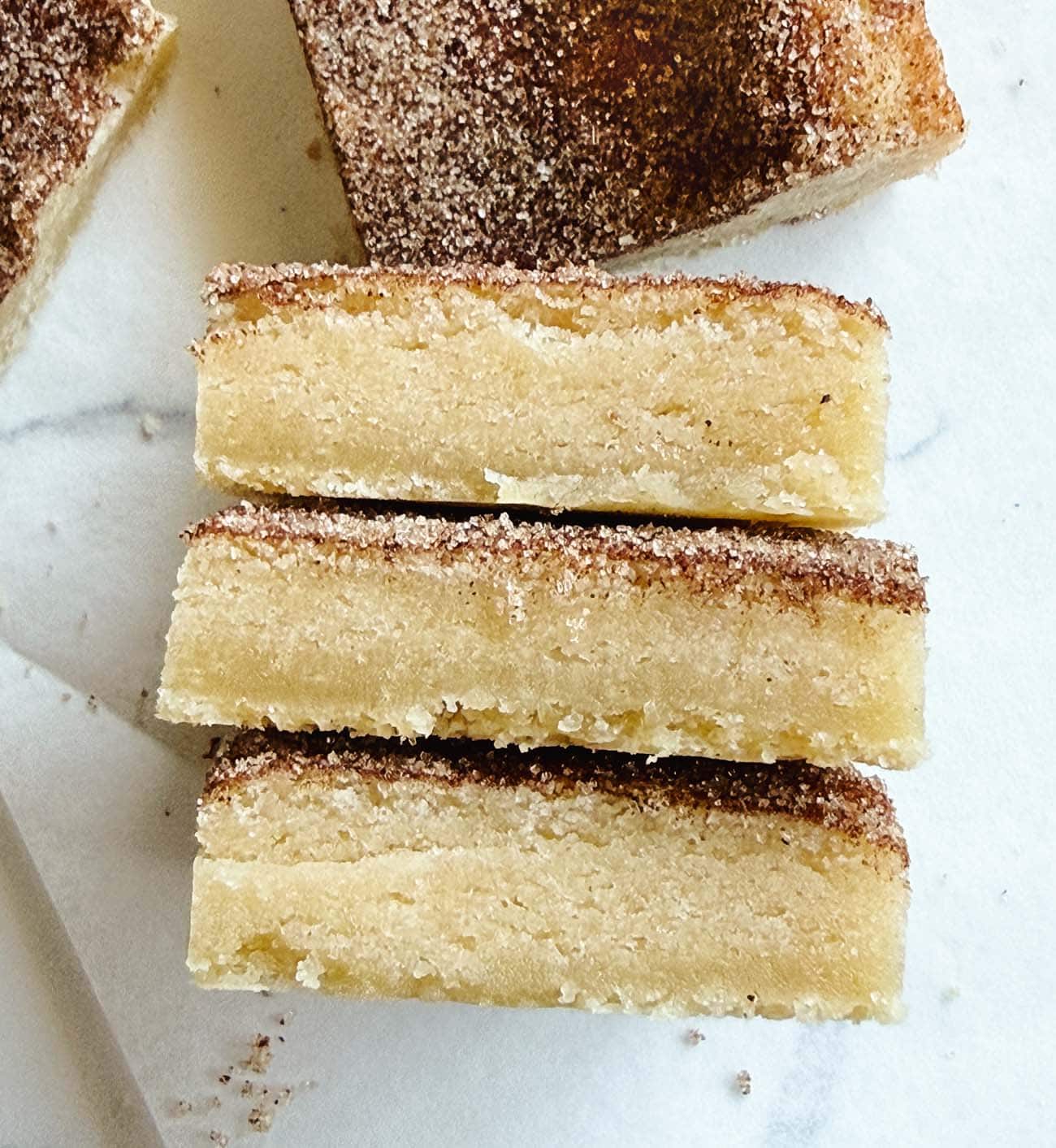 snickerdoodle bars on parchment